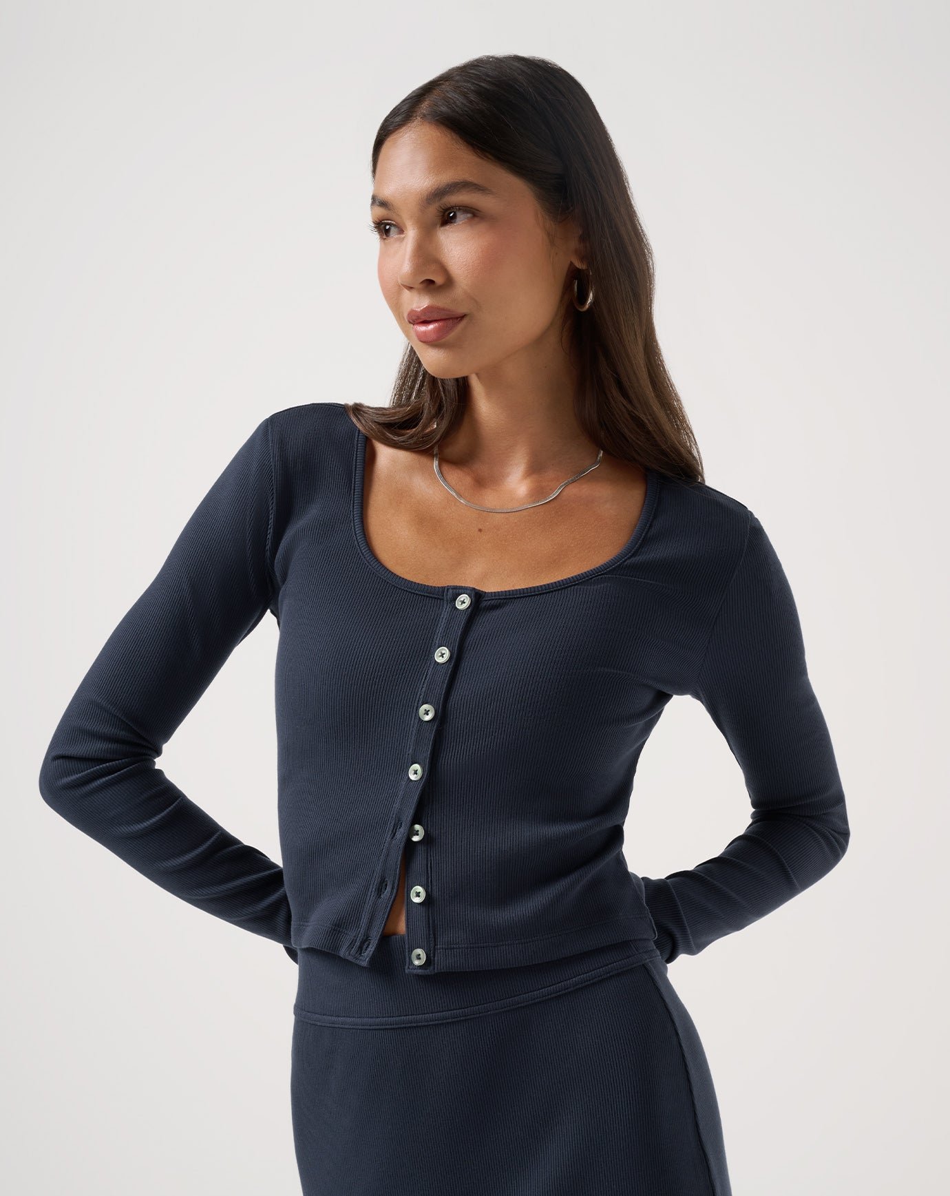 Cloud Rib Long Sleeve Button Top image 4