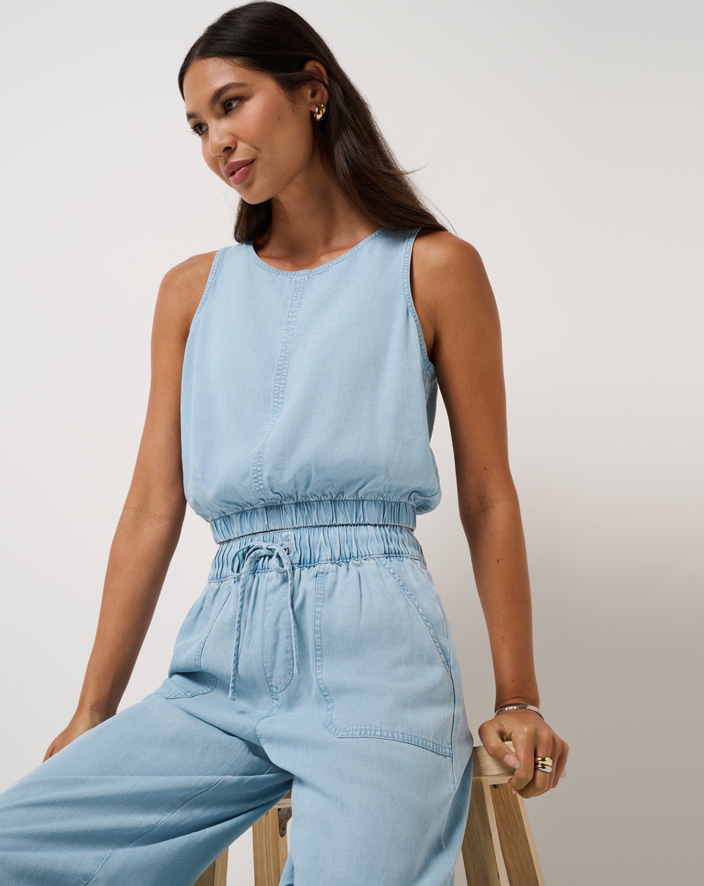 Chambray Ruched Tank image 5