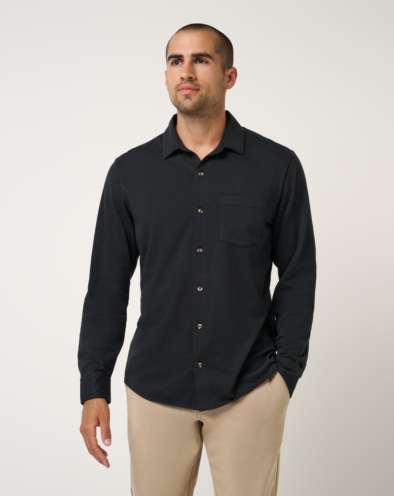 Comfortknit Long Sleeve Button-Up